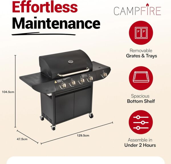 Campfire Original Barbecue BBQ 5 Gas Burner 4+1  26/05/25