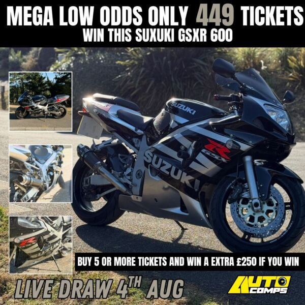 Mega low odds 449 tickets Suzuki gsxr 600cc